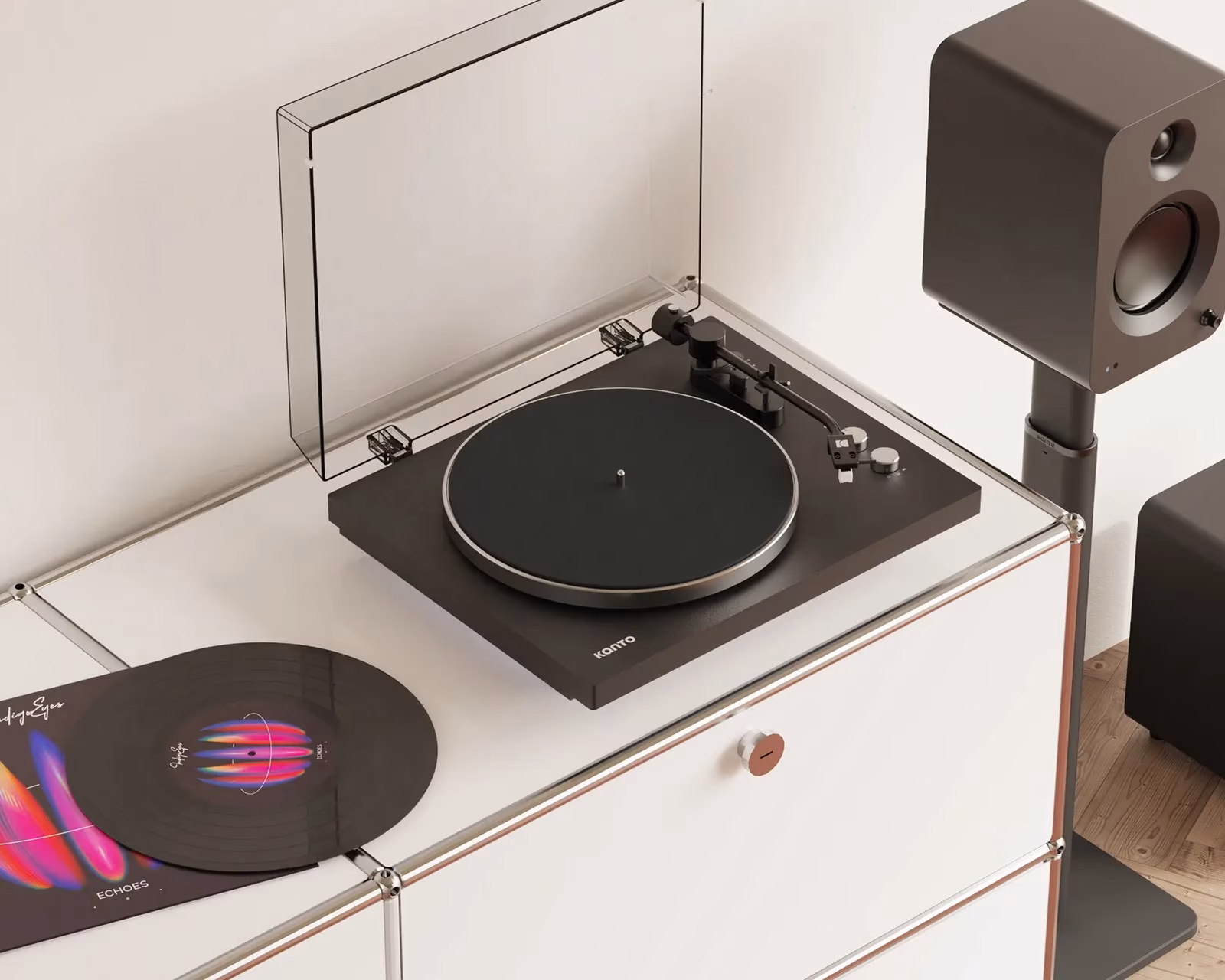 Kanto Obi3 Gen 2 đen với đĩa vinyl và loa